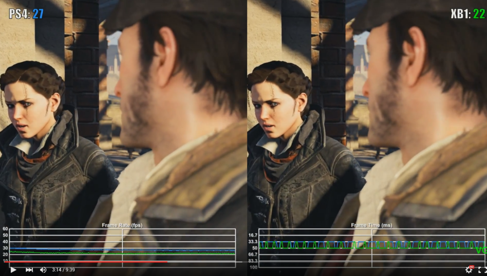 《刺客信条：枭雄》PS4与XboxOne帧数对比图 PS4较完美