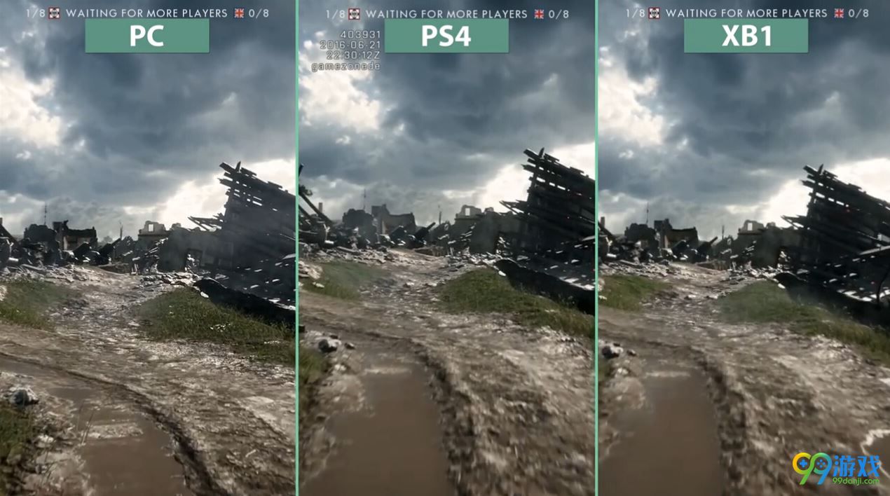 《战地1》三平台画质对比视频放出 PS4和PC