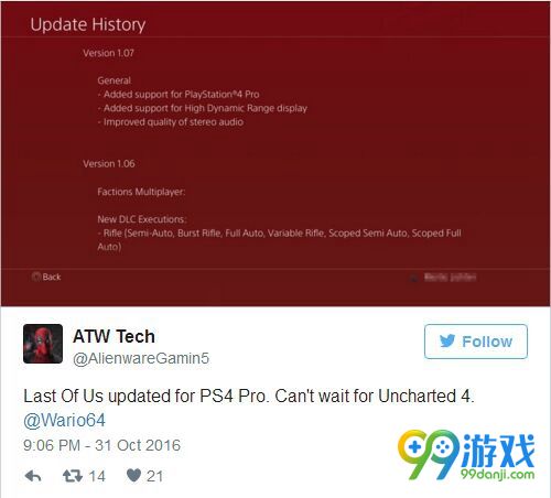《最后的生还者》更新1.07版 支持PS4 PRO及HDR