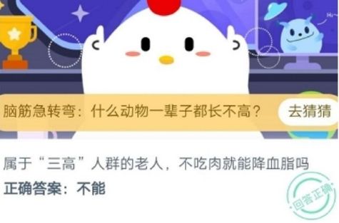 蚂蚁庄园今日答案 属于“三高”人群的老人，不吃肉就能降血脂吗