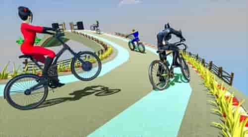 极限跑酷单车英雄(Superhero Bicycle Racing)截图1