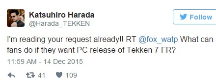 《铁拳7：命运的惩罚》有望推出PC版 制作人推特含糊回复