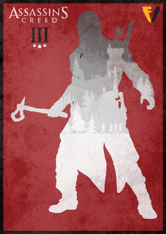 《刺客信条3》玩家自制海报欣赏 康纳霸气剪影