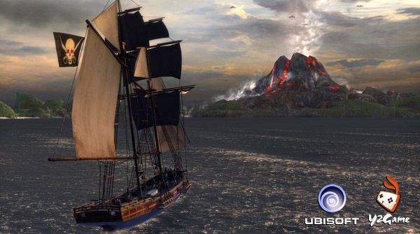 《刺客信条：海盗》游戏原画欣赏 海面上火山蠢蠢欲动