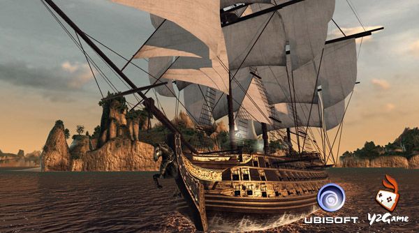 《刺客信条：海盗》游戏原画欣赏 夕阳下华丽的帆船