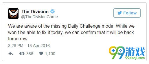 《全境封锁》每日挑战模式消失 育碧将在近期回档
