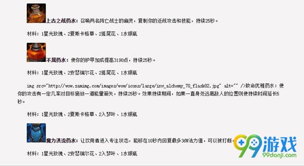 魔兽世界7.0新增炼金配方有哪些 炼金药水效果是什么