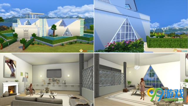 模拟人生4v1.31安娜的小三角设计感别墅MOD