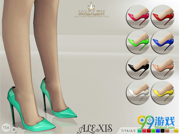 模拟人生4v1.31女士Alexis时尚单色亮面高跟尖头鞋MOD