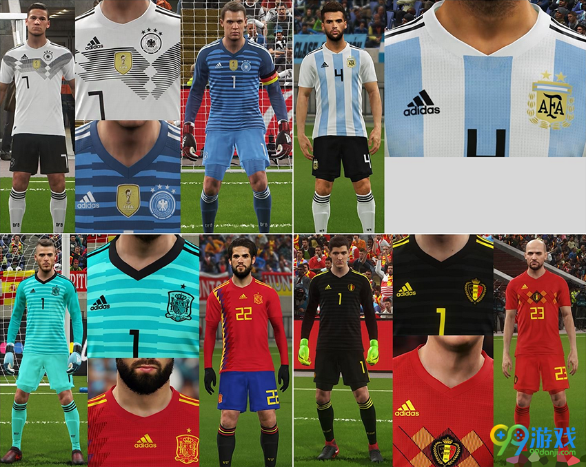 实况足球2018西班牙|德国|阿根廷国家队球衣补丁