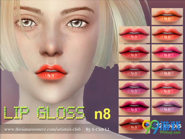模拟人生4v1.31S-ClubF08号淡蜡笔色哑光唇彩包MOD