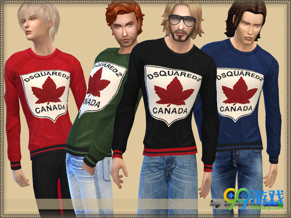 模拟人生4v1.31男士加拿大枫叶印花毛衣MOD
