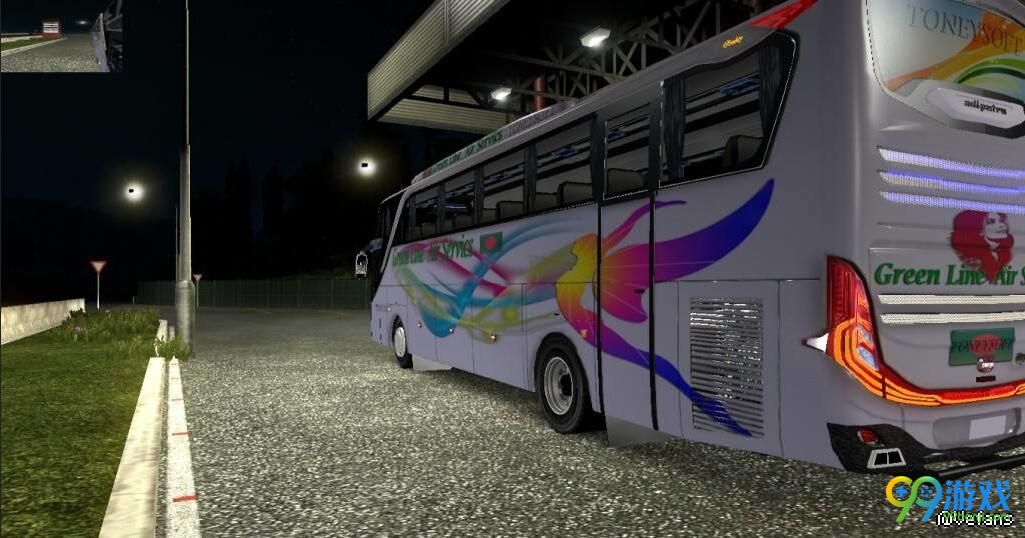 欧洲卡车模拟2v1.31JET3巴士绿色HD金属皮肤mod