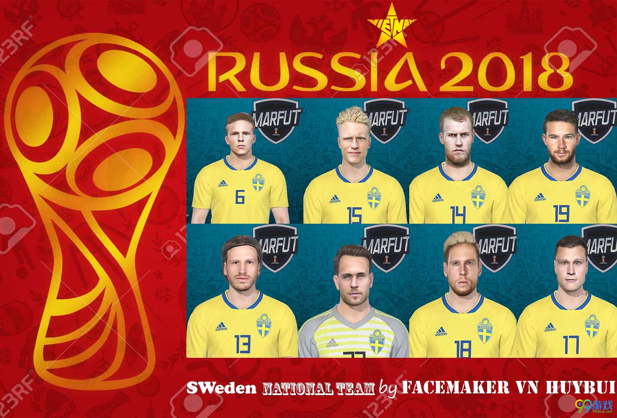 实况足球2018最新世界杯瑞典队脸型包补丁