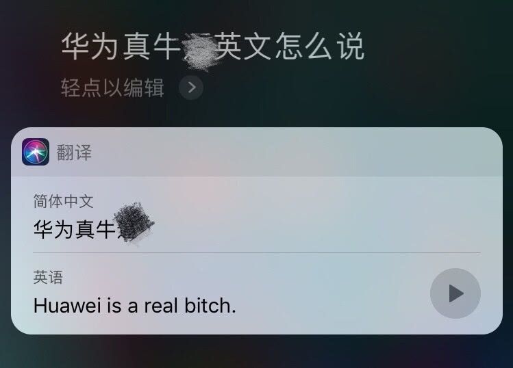 Siri现侮辱性翻译