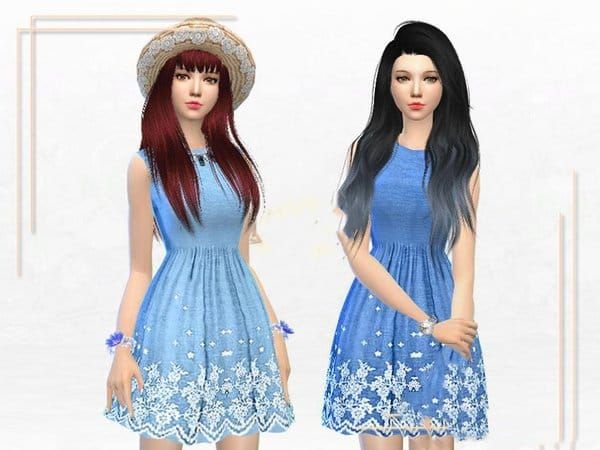 模拟人生4女性夏季天蓝色连衣裙MOD