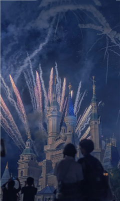 迪士尼城堡夜晚壁纸烟花朋友圈背景图截图3